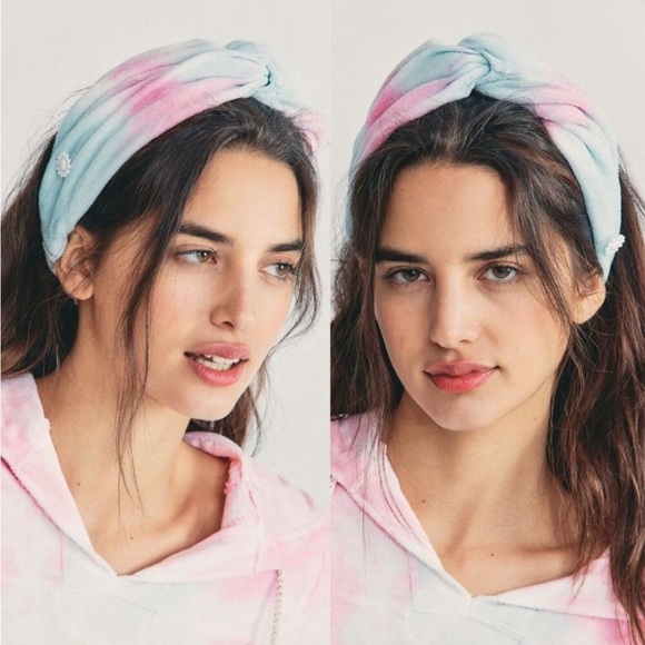 LoveShackFancy Athena Cherry Fizz Tie Dye Top Knot Headband Wrap LA039-739 NWT - Picture 2 of 7
